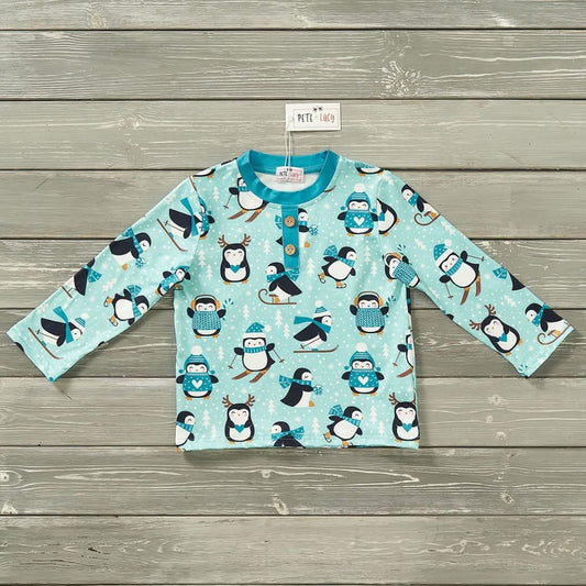 long sleeve Boys shirt  penguin playtime .